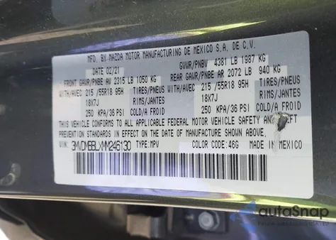 2021 Mazda Cx-30 Select from USA, damaged, VIN 3MVDMBBLXMM246130